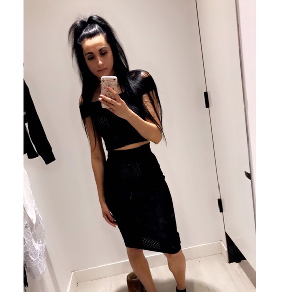 two piece knitted skirt and top